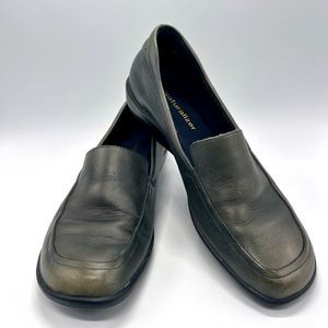 NATURALIZER Slip-On Leather Loafers-Comfort Walking Flats-Olive Green-Wo…